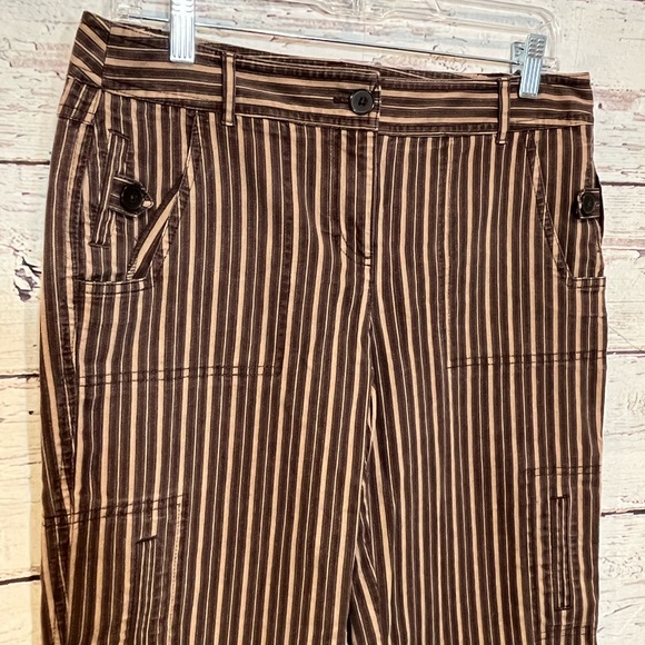LOFT Denim Cropped Jeans with Brown/Tan Stripes-6 - Picture 3 of 3